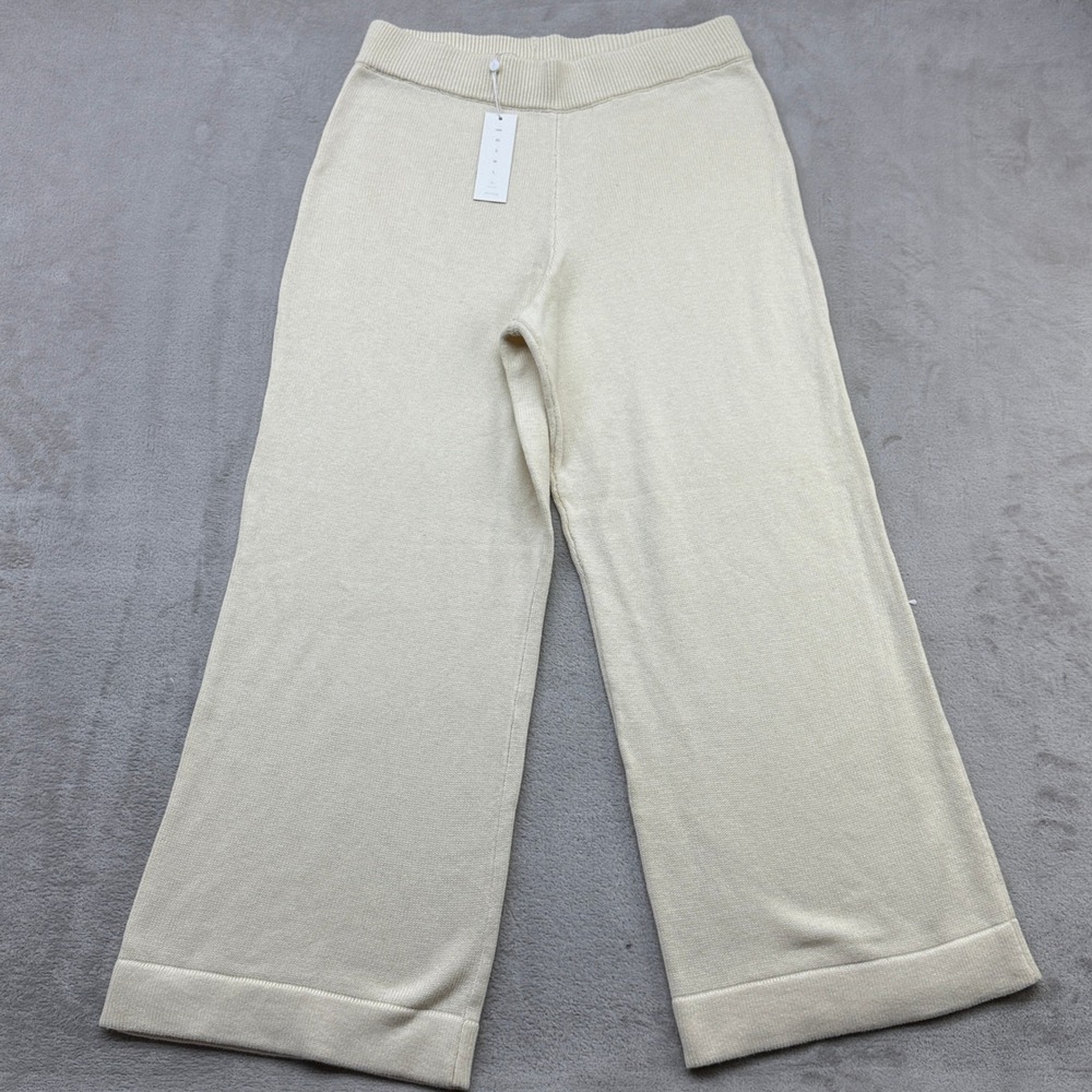 Minnow Wide Leg Knit Pant Women XL Cream Cotton Cashmere Quiet Luxury Chic Girl